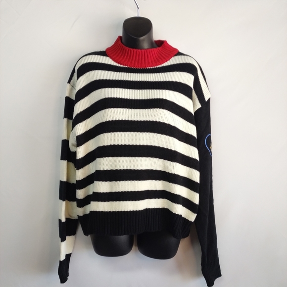 Lonely Club Sweaters - Lonely Club Striped Sweater Black/White Women's One Size NWT